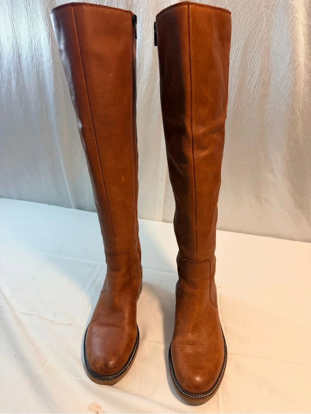 Vince Camuto VC-Kensile Women's Brown Leather Knee High Zip Riding Boots US 9